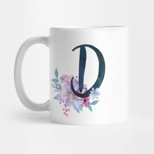 Floral Monogram D Pretty Lilac Bouquet Mug